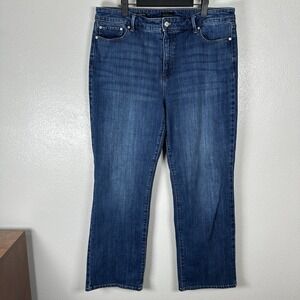 Talbots Jeans Womens 16 Blue Denim Barely Boot Savannah Medium Dark Wash Stretch